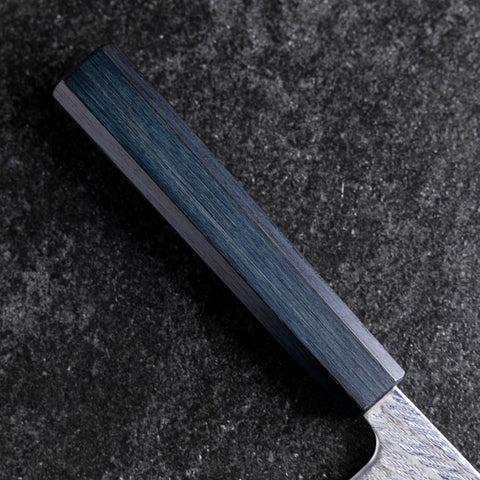 Gyuto Silver Steel #3 Nawame Damascus Dark Blue Urushi Handle 240mm-[Musashi]-[Japanese-Kitchen-Knives]