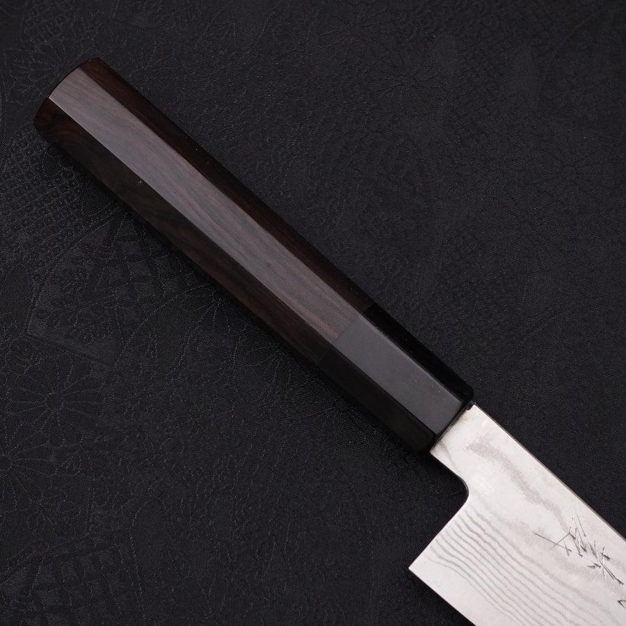 Gyuto Silver Steel #3 Nickel Damascus Buffalo Ebony Handle 210mm-Silver steel #3-Damascus-Japanese Handle-[Musashi]-[Japanese-Kitchen-Knives]