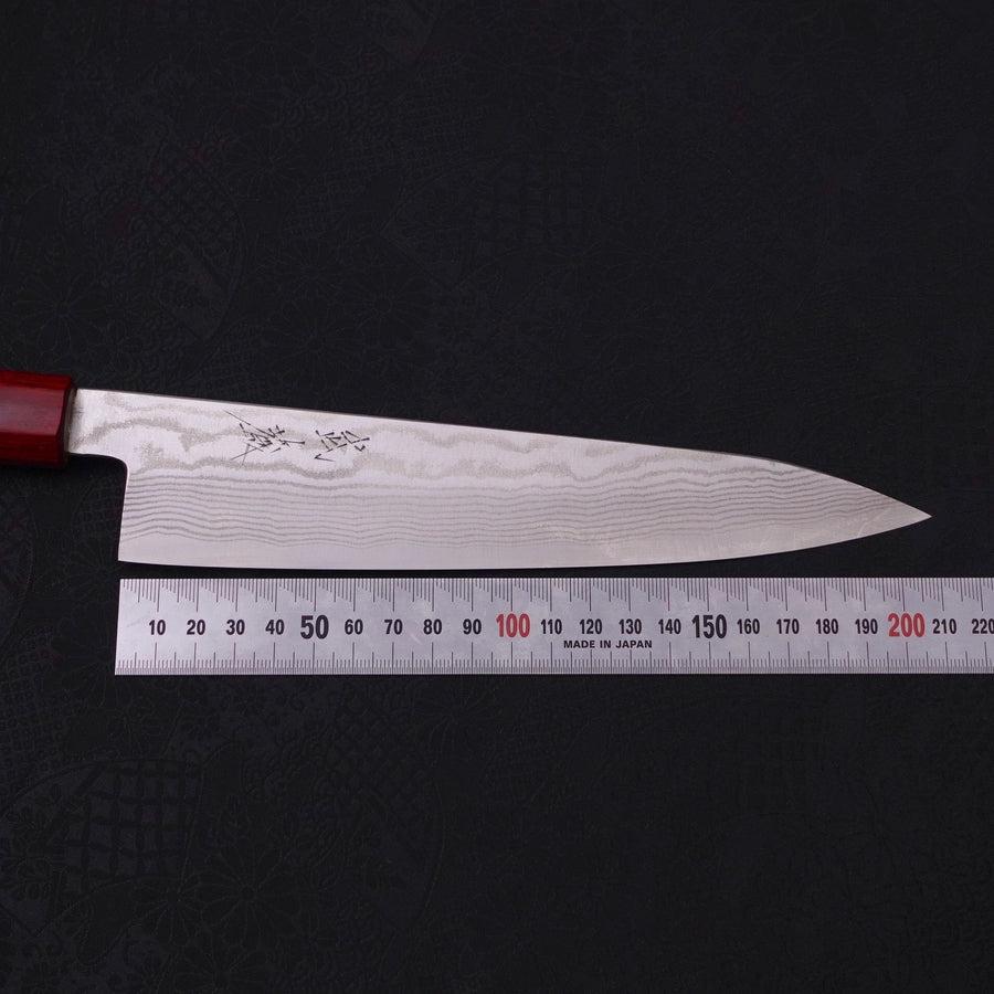 Gyuto Silver Steel #3 Nickel Damascus Walnut Red Handle 210mm-Silver steel #3-Damascus-Japanese Handle-[Musashi]-[Japanese-Kitchen-Knives]