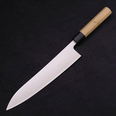 Gyuto Silver Steel #3 Polished Buffalo Magnolia Handle 240mm-Silver steel #3-Polished-Japanese Handle-[Musashi]-[Japanese-Kitchen-Knives]