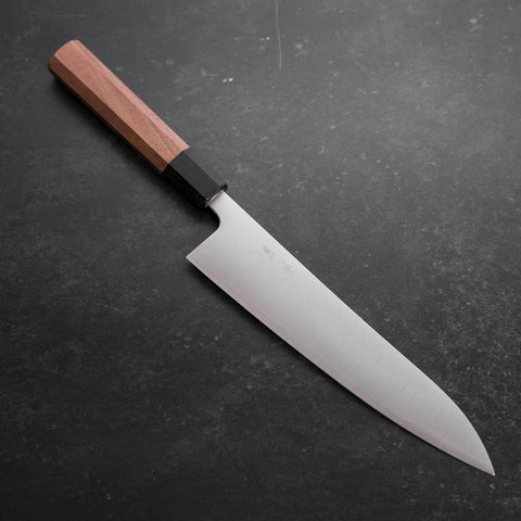 Gyuto Silver Steel #3 Polished Walnut Handle 210mm (8.3”)-[Musashi]-[Japanese-Kitchen-Knives]
