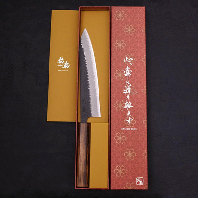 Gyuto Stainless Clad Aogami-Super Kurouchi Tsuchime Sumi Urushi Handle 210mm-Aogami Super-Kurouchi-Japanese Handle-[Musashi]-[Japanese-Kitchen-Knives]