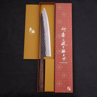 Gyuto Stainless Clad Aogami-Super Kurouchi Tsuchime Sumi Urushi Handle 240mm-Aogami Super-Kurouchi-Japanese Handle-[Musashi]-[Japanese-Kitchen-Knives]