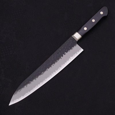 Gyuto Stainless Clad Aogami-Super Kurouchi Tsuchime Western Black Handle 210mm-Aogami Super-Kurouchi-Western Handle-[Musashi]-[Japanese-Kitchen-Knives]