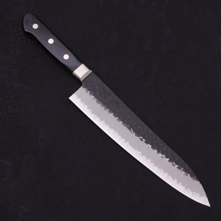 Gyuto Stainless Clad Aogami-Super Kurouchi Tsuchime Western Black Handle 210mm-Aogami Super-Kurouchi-Western Handle-[Musashi]-[Japanese-Kitchen-Knives]