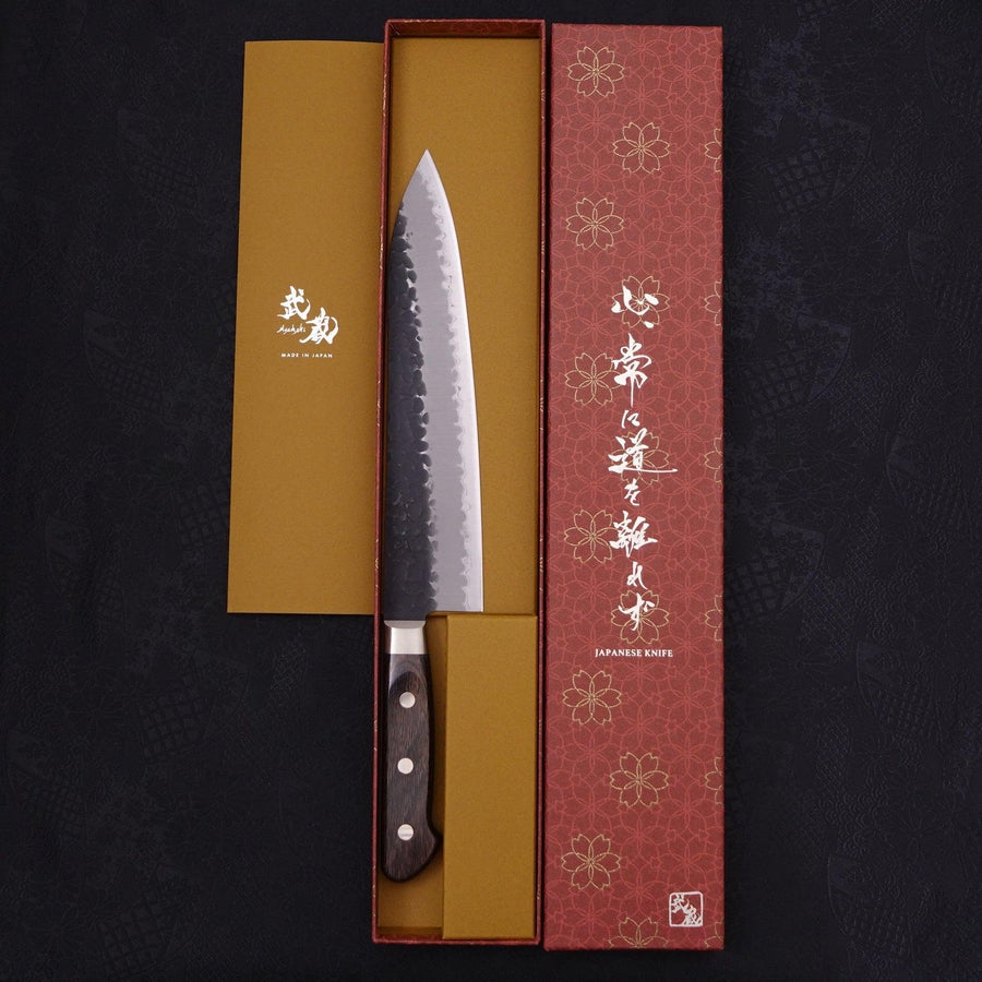 Gyuto Stainless Clad Aogami-Super Kurouchi Tsuchime Western Handle 210mm-Aogami Super-Kurouchi-Western Handle-[Musashi]-[Japanese-Kitchen-Knives]