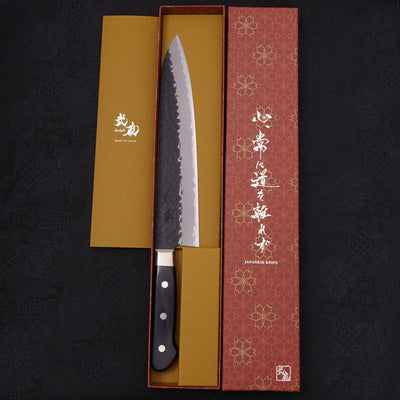 Gyuto Stainless Clad Aogami-Super Kurouchi Tsuchime Western Handle 240mm-Aogami Super-Kurouchi-Western Handle-[Musashi]-[Japanese-Kitchen-Knives]