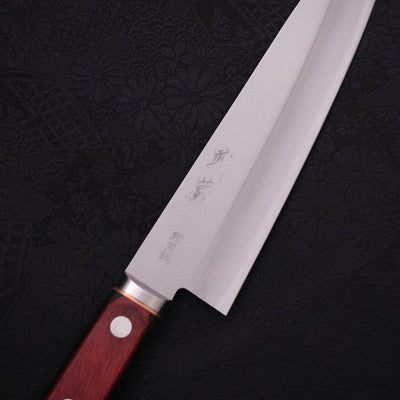 Gyuto Stainless Clad Aogami-Super Polished Red Western Handle 180mm-Aogami Super-Polished-Western Handle-[Musashi]-[Japanese-Kitchen-Knives]