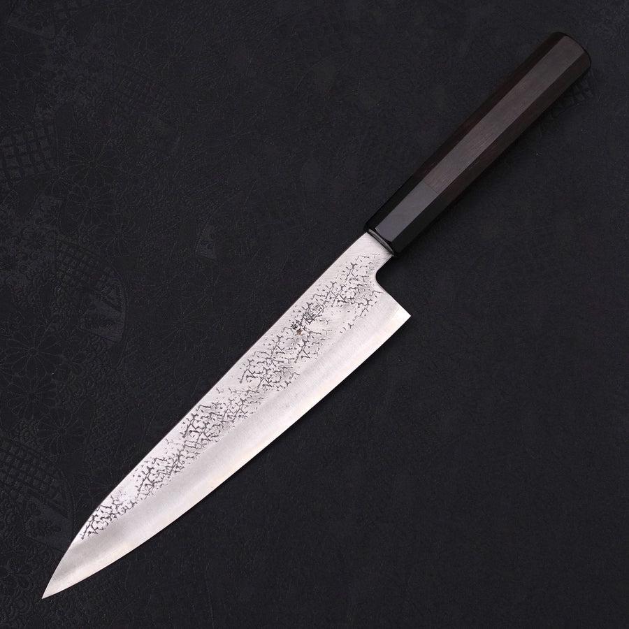 Gyuto Stainless Clad Aogami-Super Suname Buffalo Ebony Handle 210mm-Aogami Super-Tsuchime-Japanese Handle-[Musashi]-[Japanese-Kitchen-Knives]