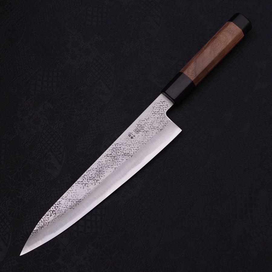 Gyuto Stainless Clad Aogami-Super Suname Walnut Handle 210mm-Aogami Super-Tsuchime-Japanese Handle-[Musashi]-[Japanese-Kitchen-Knives]