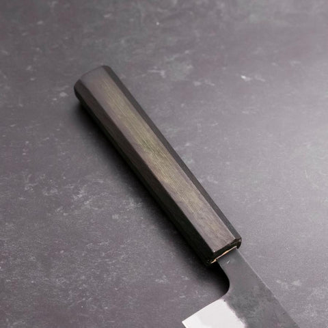 Gyuto Stainless Clad Blue Super Kurouchi Nashiji Green Urushi Handle 240mm (9.4”)-[Musashi]-[Japanese-Kitchen-Knives]
