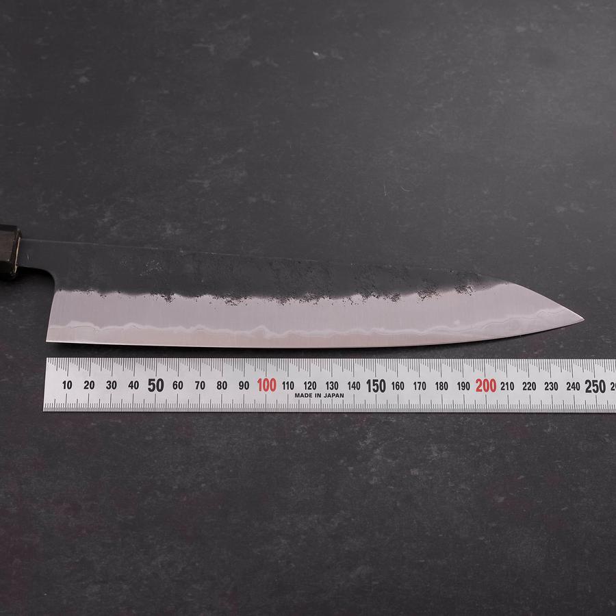Gyuto Stainless Clad Blue Super Kurouchi Nashiji Green Urushi Handle 240mm-[Musashi]-[Japanese-Kitchen-Knives]