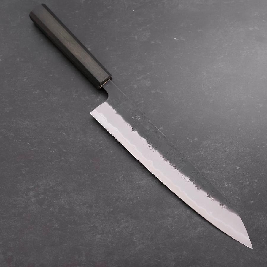 Gyuto Stainless Clad Blue Super Kurouchi Nashiji Green Urushi Handle 240mm-[Musashi]-[Japanese-Kitchen-Knives]