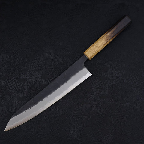 Gyuto Stainless Clad Blue Super Kurouchi Nashiji Yaki Urushi Handle 240mm (9.4”)-[Musashi]-[Japanese-Kitchen-Knives]