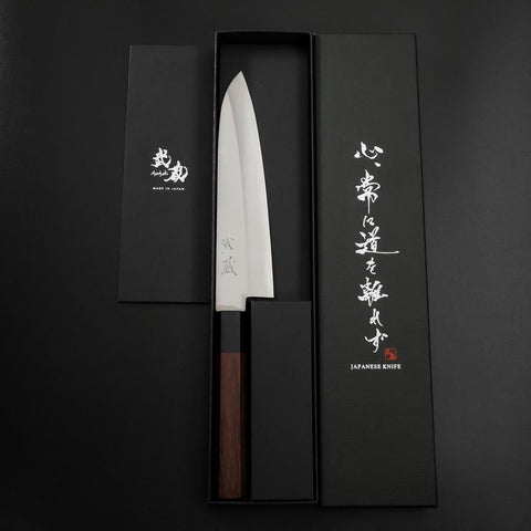 Gyuto Stainless Clad Blue Super Polished Shitan Handle 180mm-[Musashi]-[Japanese-Kitchen-Knives]