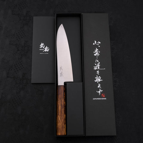Gyuto Stainless Clad Blue Super Polished Sumi Urushi Handle 180mm (7”)-[Musashi]-[Japanese-Kitchen-Knives]