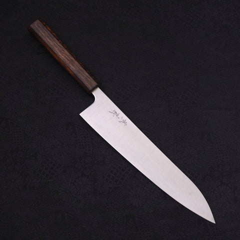 Gyuto Stainless Clad Blue Super Polished Sumi Urushi Handle 240mm (9.4”)-[Musashi]-[Japanese-Kitchen-Knives]