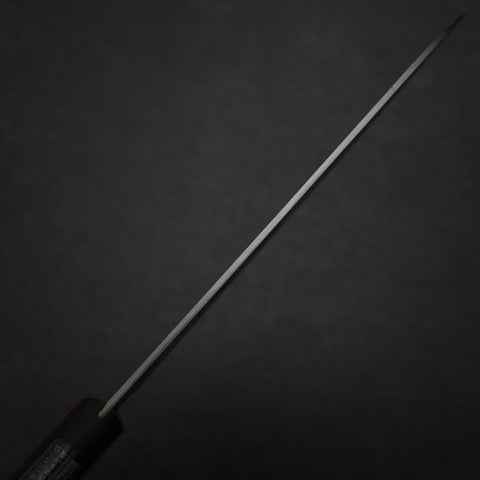 Gyuto Stainless Clad Blue Super Polished Western Black Red Handle 180mm (Tsuba-nashi) (7”)-[Musashi]-[Japanese-Kitchen-Knives]