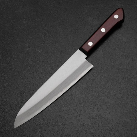 Gyuto Stainless Clad Blue Super Polished Western Black Red Handle 180mm (Tsuba-nashi)-[Musashi]-[Japanese-Kitchen-Knives]