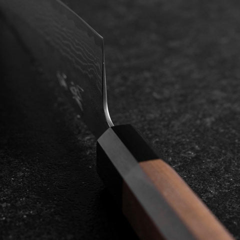 Gyuto Sweden Stainless Steel Nashiji Washi Damascus Black Walnut Handle 210mm-[Musashi]-[Japanese-Kitchen-Knives]