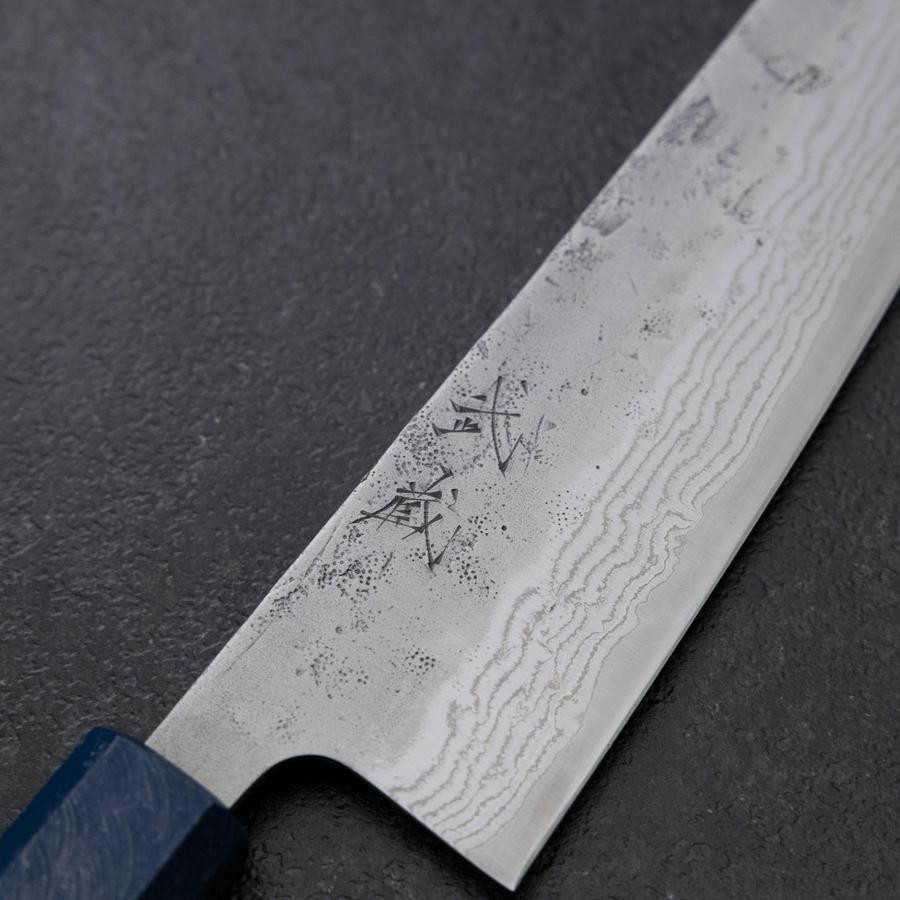 Gyuto Sweden Stainless Steel Nashiji Washi Damascus Blue Urushi Handle 210mm-[Musashi]-[Japanese-Kitchen-Knives]