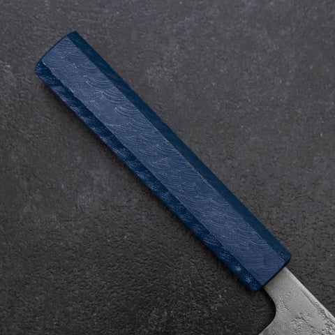 Gyuto Sweden Stainless Steel Nashiji Washi Damascus Blue Urushi Handle 210mm-[Musashi]-[Japanese-Kitchen-Knives]