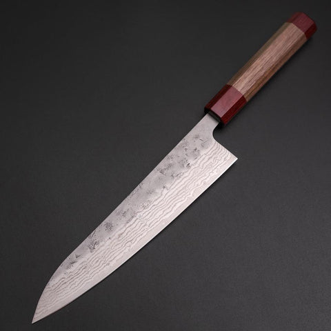 Gyuto Sweden Stainless Steel Nashiji Washi Damascus Walnut Handle 210mm (8.3”)-[Musashi]-[Japanese-Kitchen-Knives]