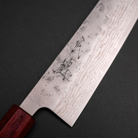 Gyuto Sweden Stainless Steel Nashiji Washi Damascus Walnut Handle 210mm-[Musashi]-[Japanese-Kitchen-Knives]