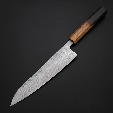 Gyuto Sweden Stainless Steel Nashiji Washi Damascus Yaki Urushi Handle 210mm-[Musashi]-[Japanese-Kitchen-Knives]
