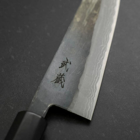 Gyuto V-Toku 2 Kurouchi Damascus Buffalo Ebony Handle 185mm-[Musashi]-[Japanese-Kitchen-Knives]