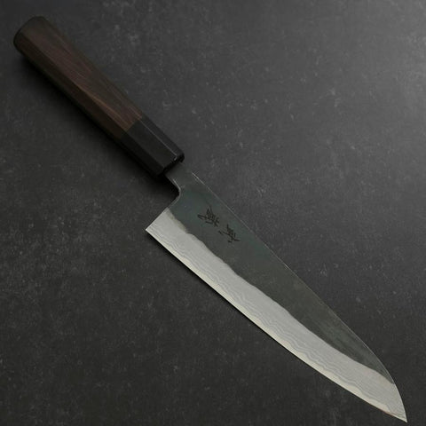 Gyuto V-Toku 2 Kurouchi Damascus Buffalo Ebony Handle 185mm-[Musashi]-[Japanese-Kitchen-Knives]