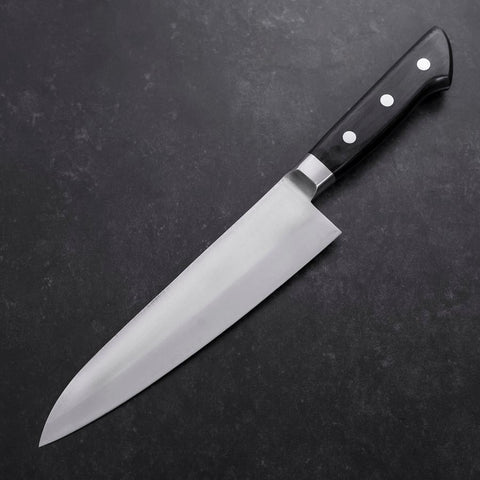 Gyuto VG-1 Polished Western Black Handle 180mm (Tsuba-ari) (7”)-[Musashi]-[Japanese-Kitchen-Knives]