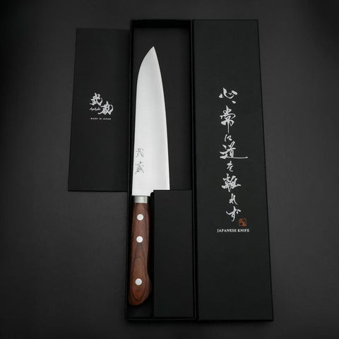 Gyuto VG-1 Polished Western Mahogany Handle 180mm-[Musashi]-[Japanese-Kitchen-Knives]