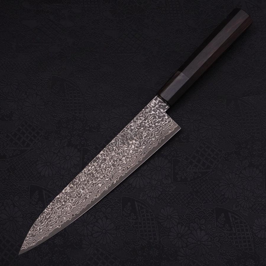 Gyuto VG-10 Black Damascus Buffalo Ebony Handle 210mm-Damascus-VG-10-Japanese Handle-[Musashi]-[Japanese-Kitchen-Knives]