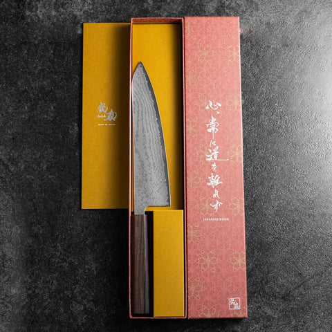 Gyuto VG-10 Damascus Ashwood Handle 210mm-[Musashi]-[Japanese-Kitchen-Knives]