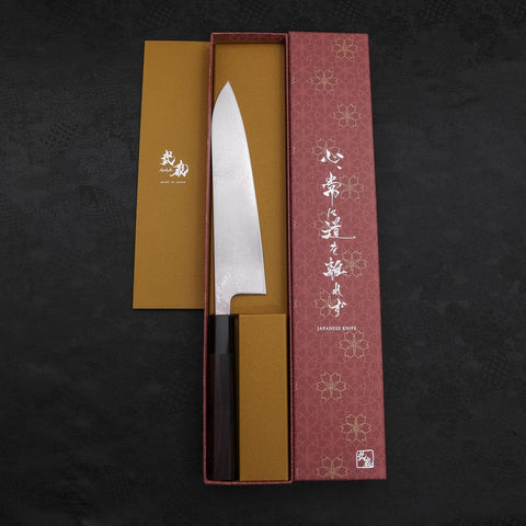 Gyuto VG-10 Damascus Black Buffalo Ebony Handle 210mm (8.3”)-[Musashi]-[Japanese-Kitchen-Knives]