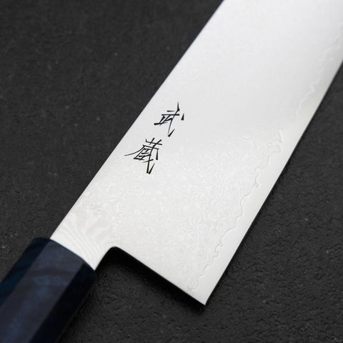 Gyuto VG-10 Damascus Blue Birch Handle 240mm-[Musashi]-[Japanese-Kitchen-Knives]