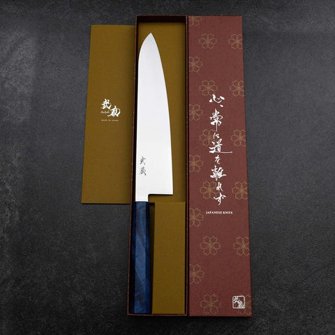 Gyuto VG-10 Damascus Blue Birch Handle 240mm-[Musashi]-[Japanese-Kitchen-Knives]