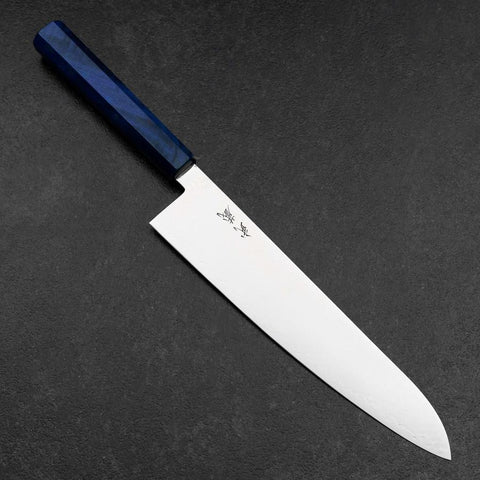 Gyuto VG-10 Damascus Blue Birch Handle 240mm-[Musashi]-[Japanese-Kitchen-Knives]