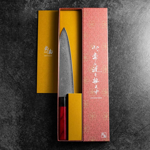 Gyuto VG-10 Damascus Pakka Handle 210mm-[Musashi]-[Japanese-Kitchen-Knives]