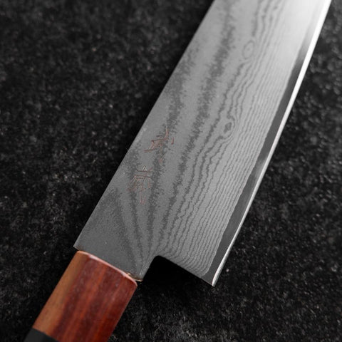Gyuto VG-10 Damascus Shitan Ebony Handle 180mm-[Musashi]-[Japanese-Kitchen-Knives]