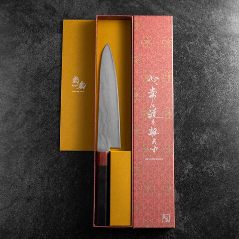 Gyuto VG-10 Damascus Shitan Ebony Handle 210mm-[Musashi]-[Japanese-Kitchen-Knives]