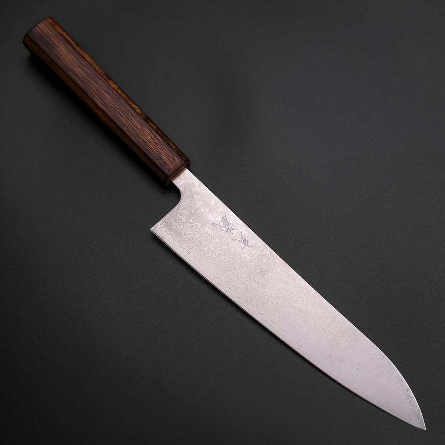 ダマスカス波紋仕上げの鋼製包丁 ペティナイフ 13.5cm 木柄 鍛接ダマスカス鋼 69層 濃州正宗 日本