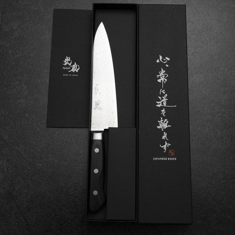 Gyuto VG-10 Damascus Western Black Handle 180mm-[Musashi]-[Japanese-Kitchen-Knives]