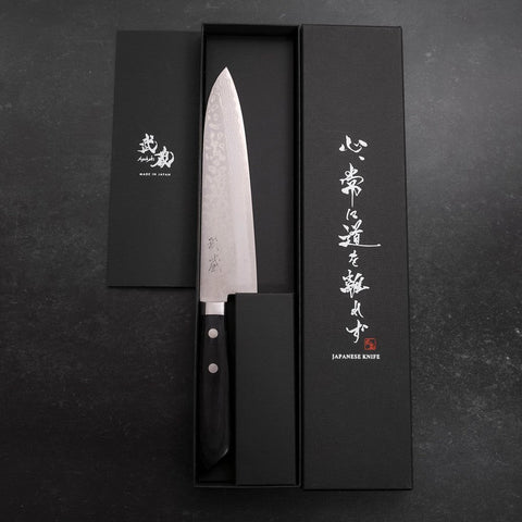 Gyuto VG-10 Damascus Western Dark Handle 180mm (7”)-[Musashi]-[Japanese-Kitchen-Knives]
