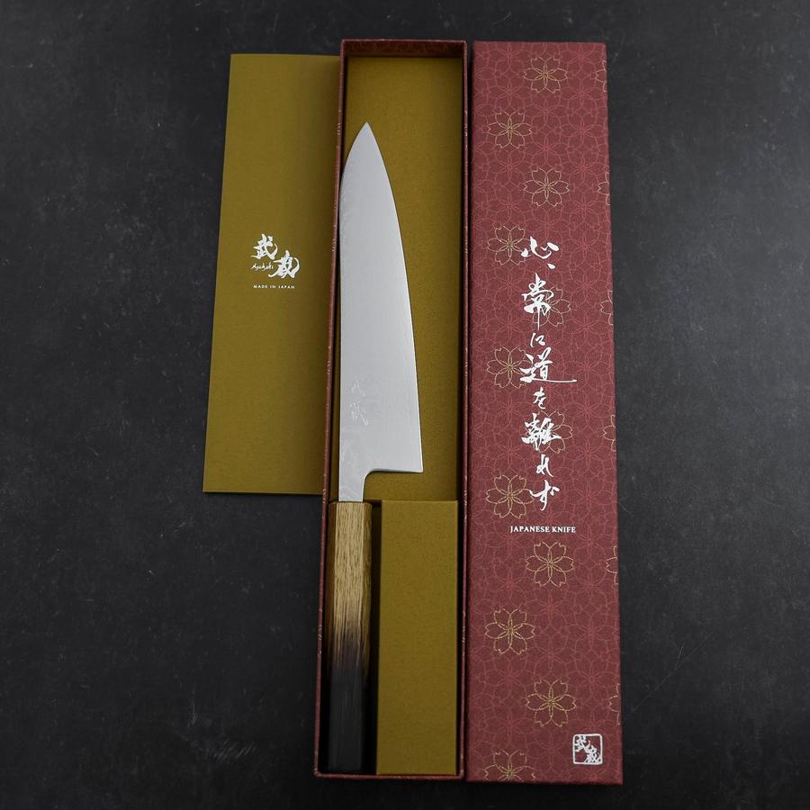 Gyuto VG-10 Damascus Yaki Urushi Handle 210mm-[Musashi]-[Japanese-Kitchen-Knives]