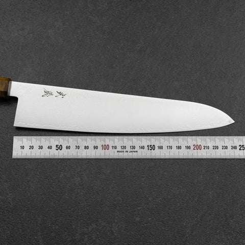 Gyuto VG-10 Damascus Yellow-Brown Birch Handle 240mm (9.4”)-[Musashi]-[Japanese-Kitchen-Knives]