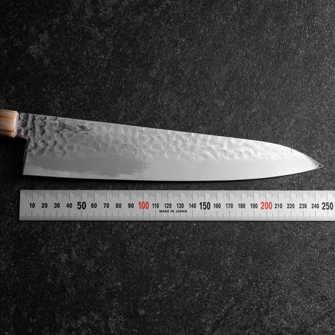 Gyuto VG-10 Mirror Tsuchime Damascus Dark Pink Buffalo Maple Handle 240mm-[Musashi]-[Japanese-Kitchen-Knives]
