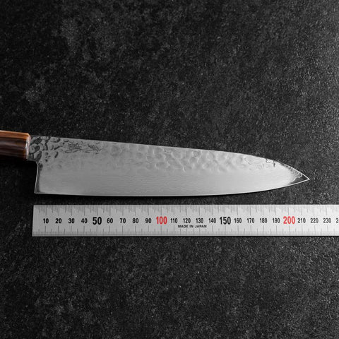 Gyuto VG-10 Mirror Tsuchime Damascus Light Pink Buffalo Maple Handle 210mm (8.3”)-[Musashi]-[Japanese-Kitchen-Knives]