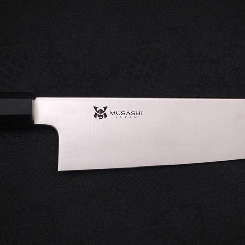 Gyuto VG-10 Polished Double Buffalo Ebony Handle 240mm (9.4”)-[Musashi]-[Japanese-Kitchen-Knives]